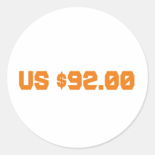 Tweeënnegentig dollar ronde sticker