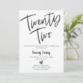 Tweeëntwintig 22e verjaardag uitnodiging (Staand voorkant)