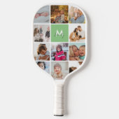 Tweeëntwintig foto-Collage Eenvoudige monogram fam Pickleball Paddle (Achterkant)