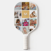 Tweeëntwintig foto-Collage Eenvoudige monogram fam Pickleball Paddle (Voorkant)