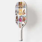 Tweeëntwintig foto-Collage Eenvoudige monogram fam Pickleball Paddle (Links)