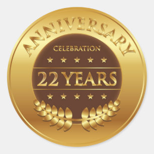 Tweeëntwintig jaar Jubileum gouden medaille Ronde Sticker