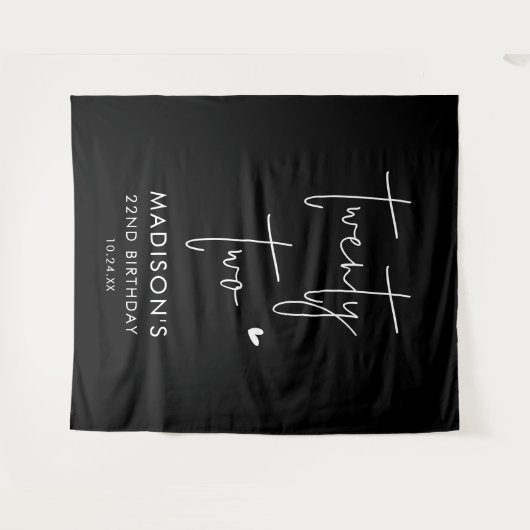 Tweeëntwintig minimalistische 22e verjaardag wandkleed (Voorkant (horizontaal))