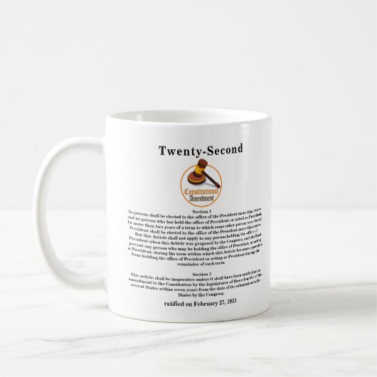 Tweeëntwintigste (22ste) grondwetswijziging koffiemok (Links)