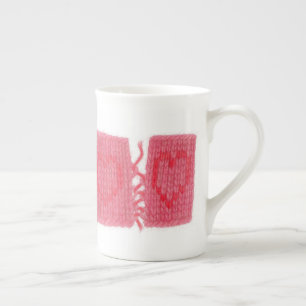 TWEEHARTEN GEBREID Bone China Mok