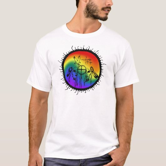 Tweehoekig Rainboogvormig ontwerp T-shirt (Voorkant)
