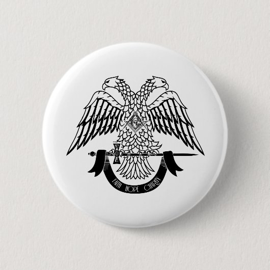 Tweehoekige adelaar als Masonic-symbool Ronde Button 5,7 Cm (Voorkant)