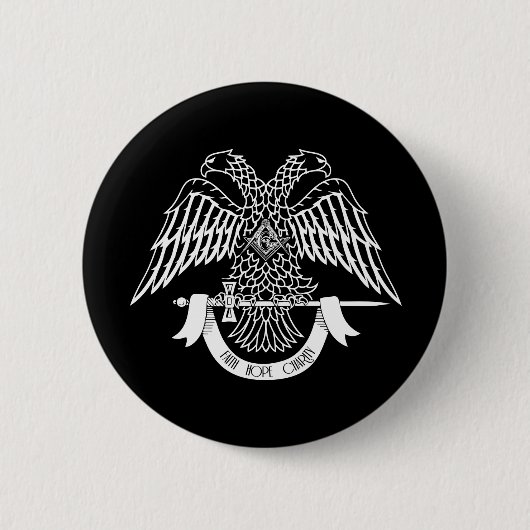 Tweehoekige adelaar als Masonic-symbool Ronde Button 5,7 Cm (Voorkant)