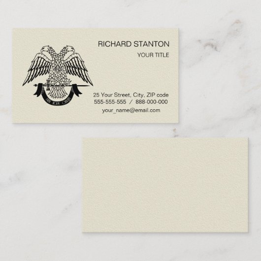 Tweehoekige adelaar als Masonic-symbool Visitekaartje (Voorkant / Achterkant)