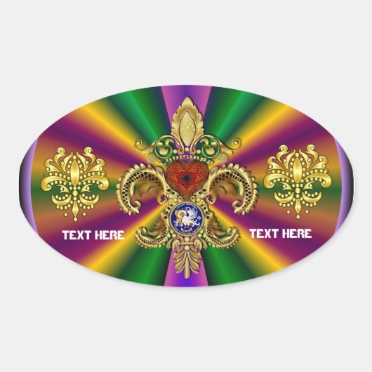 Tweehonderdjarige Mardi Gras Uitzicht Hints 50 Kle Ovale Sticker (Voorkant)