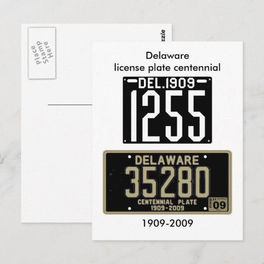 Tweejaarlijkse bord licentie Delaware Briefkaart (Voorkant / Achterkant)