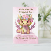 Tweejarig Draakje Meisje Kaart (Staand voorkant)