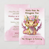 Tweejarig Draakje Meisje Kaart (Voorkant / Achterkant)