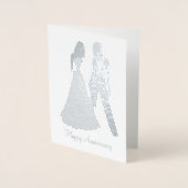 Tweejarig Trouwpak en Jurk Folie Kaarten (Voorkant)