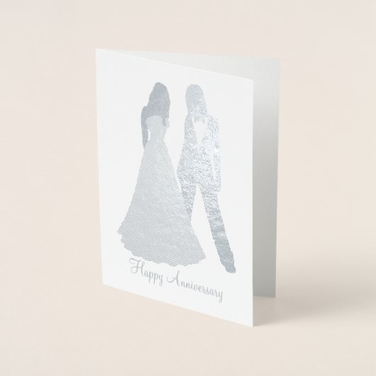 Tweejarig Trouwpak en Jurk Folie Kaarten (Voorkant)