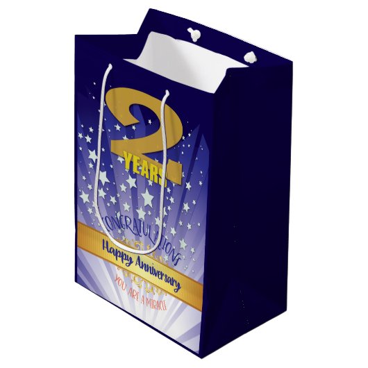 Tweejarige Hersteldatum Vet Numeriek Medium Cadeauzakje (Voorkant Gekanteld)