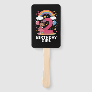 Tweejarige verjaardagsmeisje Cute 2e verjaardag Handwaaier