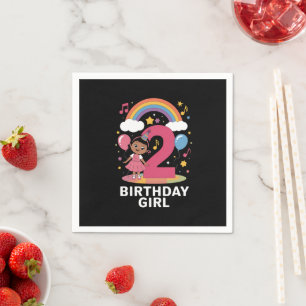 Tweejarige verjaardagsmeisje Cute 2e verjaardag Servet