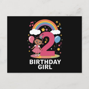 Tweejarige verjaardagsmeisje Schattig 2e verjaarda Briefkaart