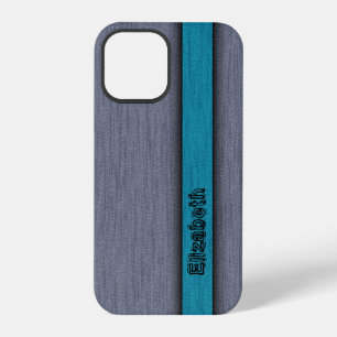 Tweekleurig Blauw en Grijs Fantastische Houtnerf iPhone 12 Pro Hoesje