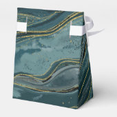 Tweekleurig blauw gouden abstracte waterverf bruil bedankdoosjes (Achterkant)