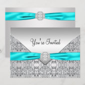 Tweekleurig blauwe uitnodiging voor alle gelegenhe (Voorkant / Achterkant)