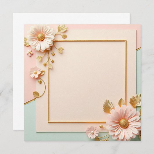 Tweekleurig bloemmotief  kaart (Voorkant / Achterkant)