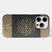 Tweekleurig Bruin leer, met geperst patroon Case-Mate iPhone Case (Achterkant (horizontaal))