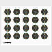 Tweekleurig Goud & Zwarte Barok Boheemse Stam Scho Ronde Sticker (Vel)