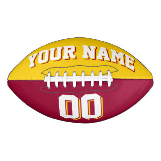 Tweekleurig goudgeel en wijnrood aangepaste voetba american football