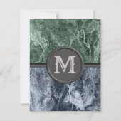 Tweekleurig marmeren monogram - Kies je kleuren RSVP Kaartje (Voorkant)