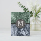 Tweekleurig marmeren monogram - Kies je kleuren RSVP Kaartje (Staand voorkant)