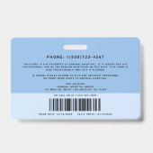 Tweekleurig medisch personeels-ID + streepjescode  Badge (Achterkant)