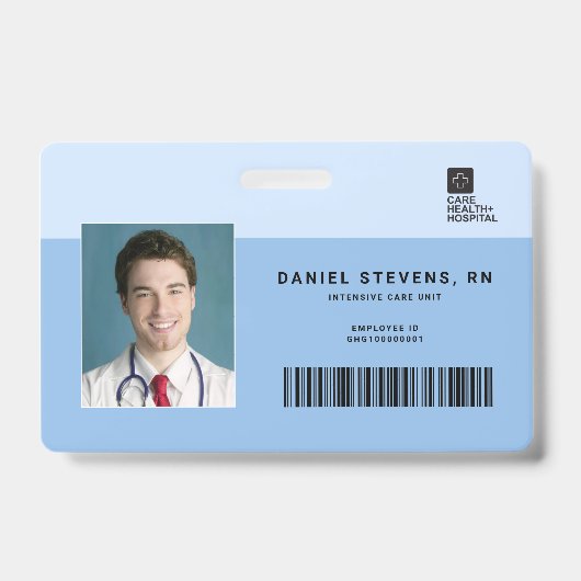 Tweekleurig medisch personeels-ID + streepjescode  Badge (Voorzijde)