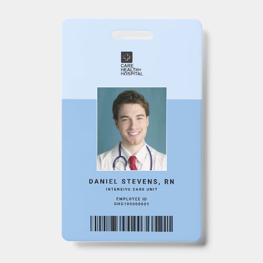 Tweekleurig medisch personeels-ID + verticale barc Badge (Voorzijde)