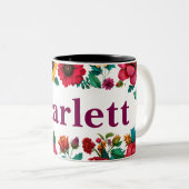 Tweekleurige aanpasbare bloemenkoffie mok (Voorkant rechts)