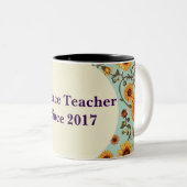 tweekleurige bloemenkoffie mok (Voorkant rechts)