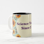 tweekleurige bloemenkoffie mok (Voorkant links)