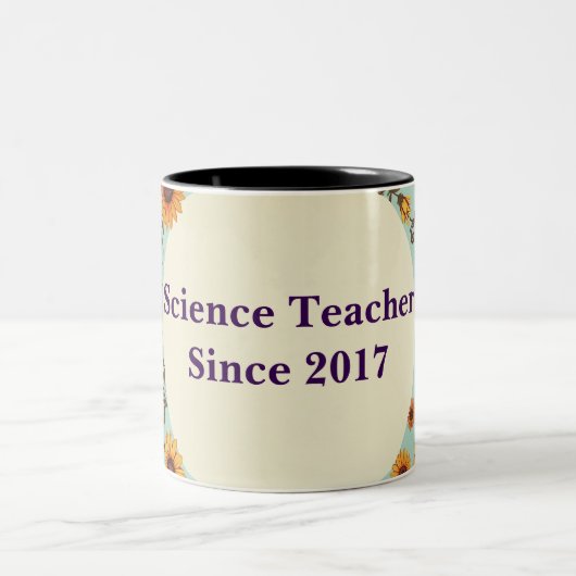 tweekleurige bloemenkoffie mok (Center)