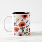  tweekleurige bloemenkoffie mok (Links)
