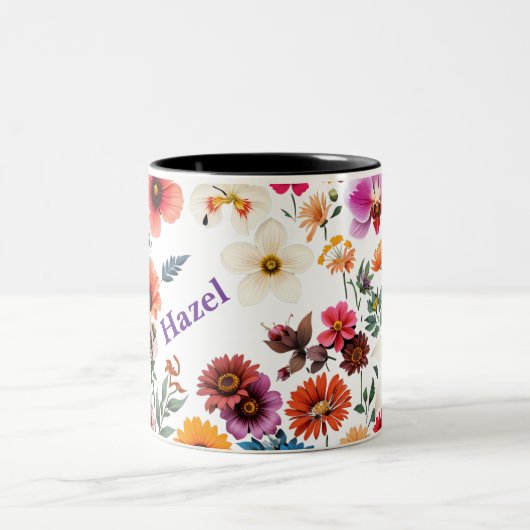 tweekleurige bloemenkoffie mok (Center)