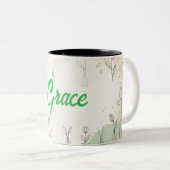  tweekleurige bloemenkoffie mok (Voorkant rechts)