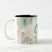  tweekleurige bloemenkoffie mok (Links)