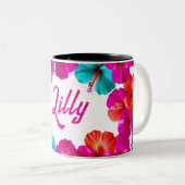  tweekleurige bloemenkoffie mok (Voorkant rechts)