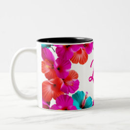  tweekleurige bloemenkoffie mok