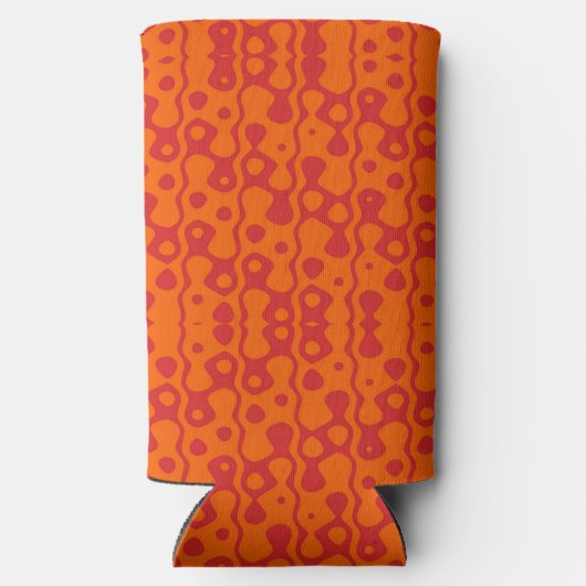 Tweekleurige bruin abstract seltzer blikjeskoeler (Achterkant)