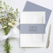 Tweekleurige Dusty Blue Wedding ID1102 Uitnodigingen Wikkel