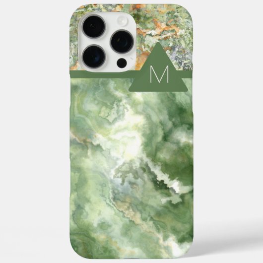 Tweekleurige groene marmeren Monogram Cell Case-Mate iPhone Case (Achterkant)