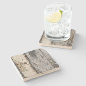 Tweekleurige houten Travertine onderzetter (Zijkant)