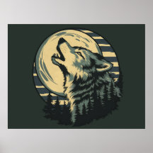 Tweekleurige Huilende Wolf Maan Kunst